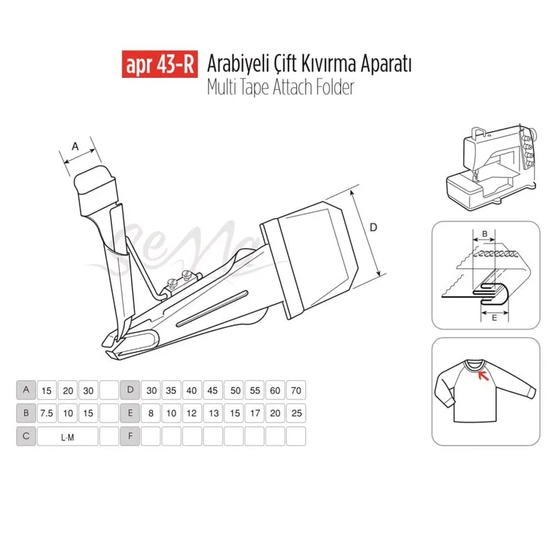 Arabiye Çift Kıvırma Apara 60x20mm / APR 43-R