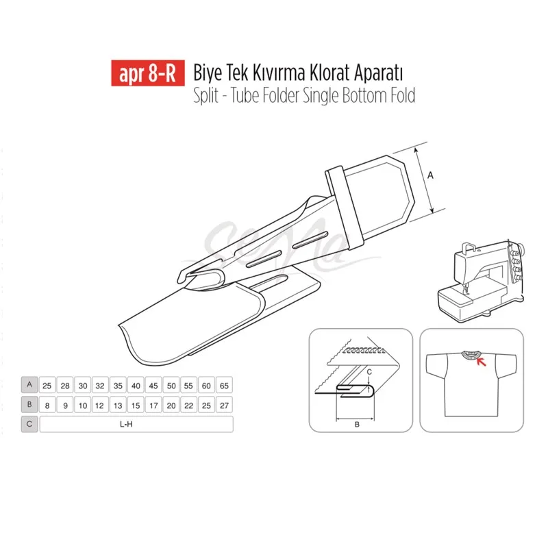 Biye Tek Kıvırma Klorat(Etek) Apara 45x17mm / APR 8-R