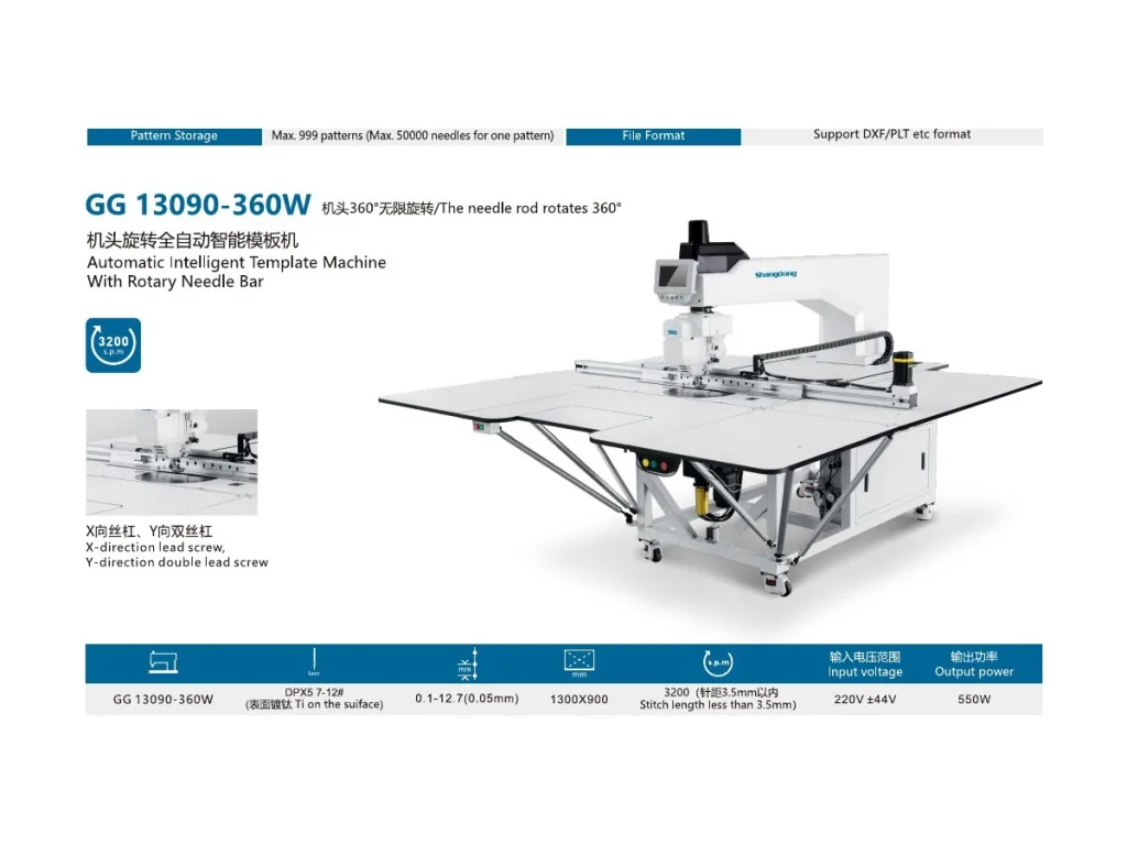 ShangGong GG 13090-360W Döner İğne Barlı Otomatik Şablon Dikiş Makinesi