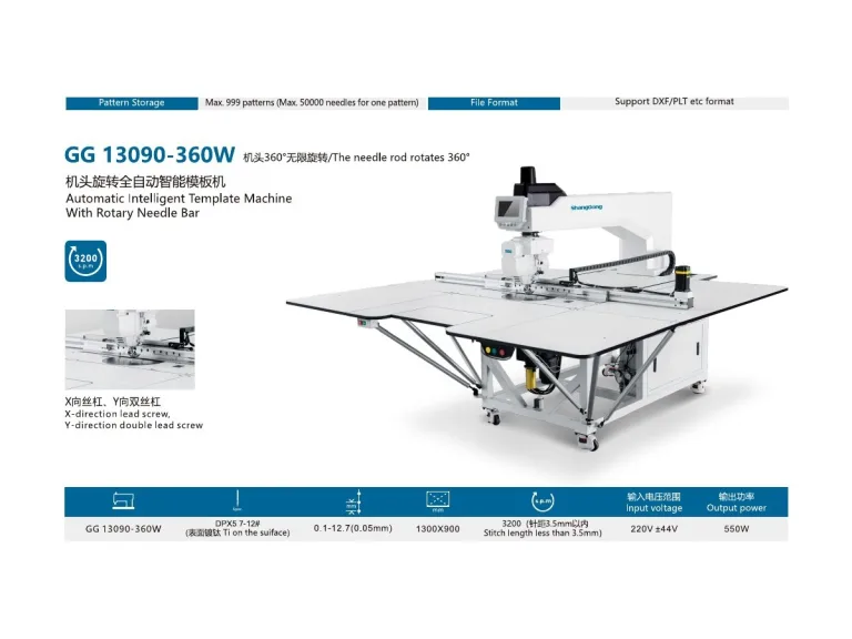 ShangGong GG 13090-360W Döner İğne Barlı Otomatik Şablon Dikiş Makinesi